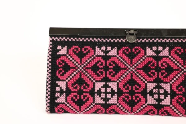Threaded Traditions Black Purse with Pink Embroidery - Image 2