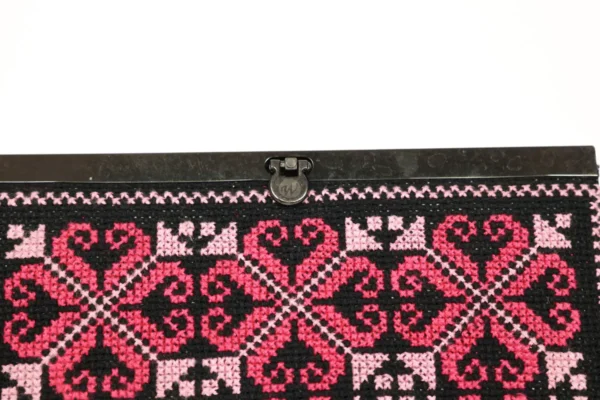 Threaded Traditions Black Purse with Pink Embroidery - Image 3