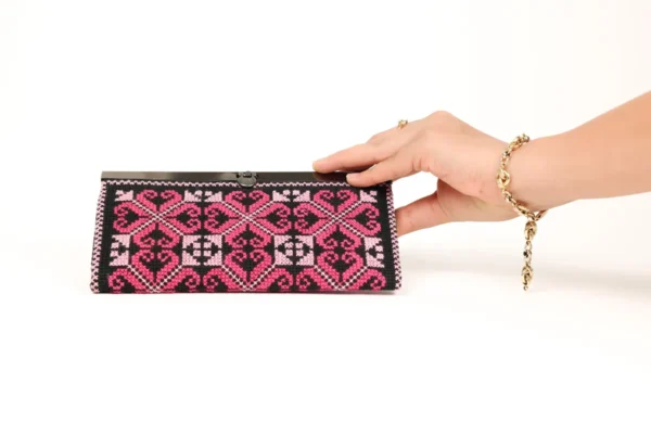 Threaded Traditions Black Purse with Pink Embroidery - Image 5