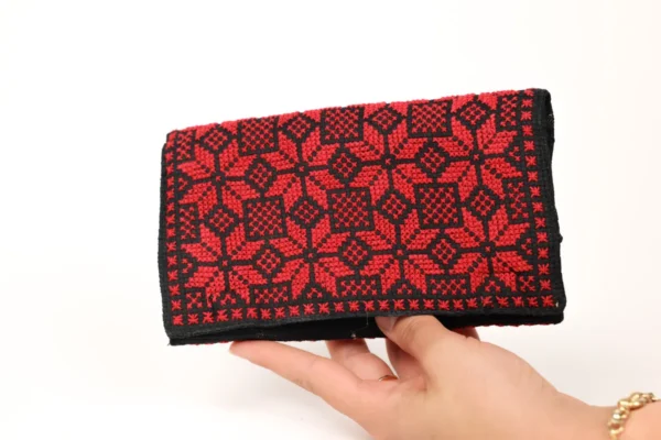 Threaded Traditions Red Purse with Black Embroidery - Image 2