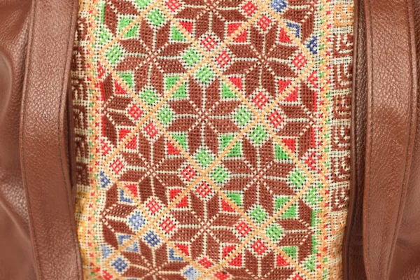 Threaded Traditions Brown Leather Bag with Star Embroidery - Image 7