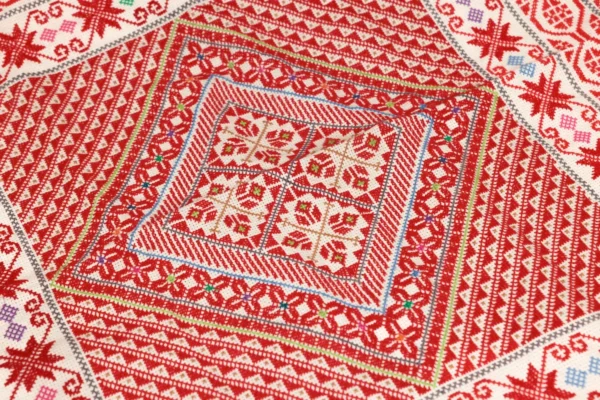 Bedouin Designs Cushion Cover with Red and Blue Embroidery - Image 2