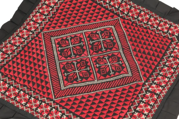 Bedouin Designs Black Cushion Cover with Red and White Embroidery - Image 2