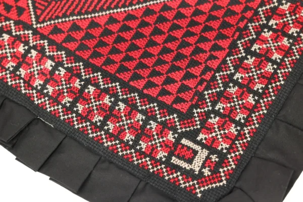 Bedouin Designs Black Cushion Cover with Red and White Embroidery - Image 3