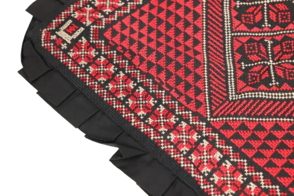 Bedouin Designs Black Cushion Cover with Red and White Embroidery - Image 5