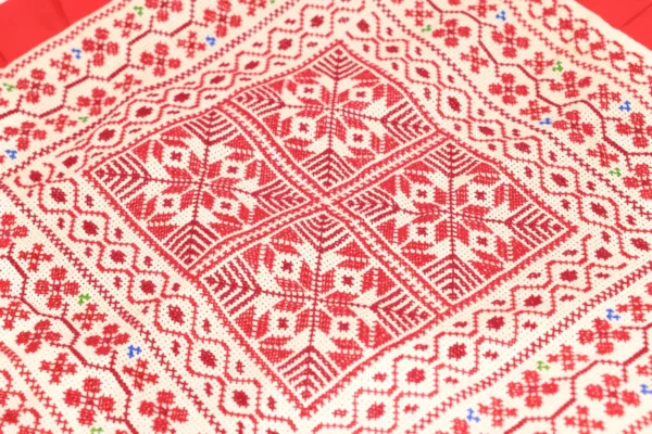 Bedouin Designs Cushion Cover with Red Trim and Patterns - Image 2