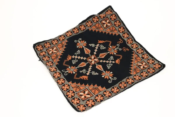 Bedouin Designs Cushion Cover with Orange and White Patterns - Image 2