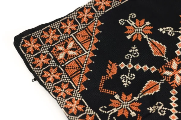 Bedouin Designs Cushion Cover with Orange and White Patterns - Image 4