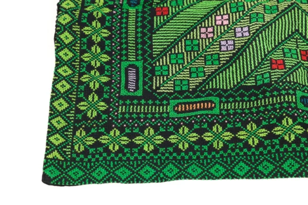 Bedouin Designs Cushion Cover with Green Patterns and Black Detail - Image 2