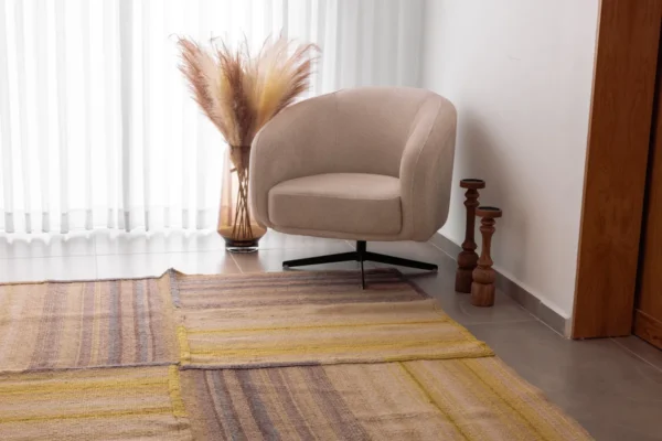Heritage Comfort Cream Rug with Colourful Stripes - Image 2