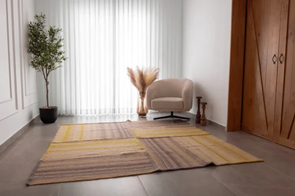 Heritage Comfort Cream Rug with Colourful Stripes - Image 7