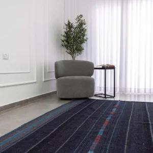Heritage Comfort Blue Rug with Red and Light Blue Detailing