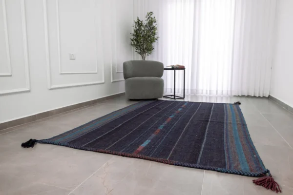 Heritage Comfort Blue Rug with Red and Light Blue Detailing - Image 2