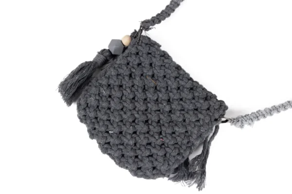 Threaded Traditions Blue Knitted Satchel - Image 3